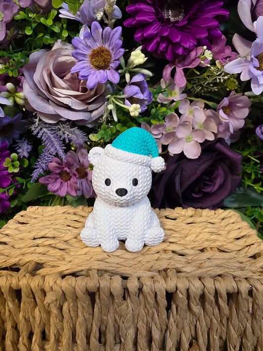 Christmas Polar Bear - Cyan Hat